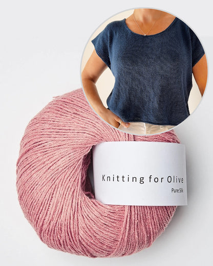 T-shirt court et simple en Pure Silk de Knitting for Olive