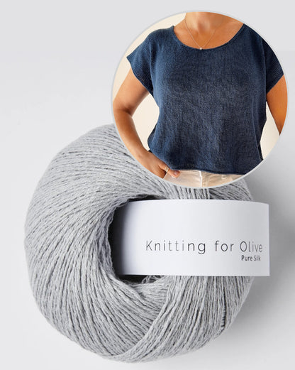 T-shirt court et simple en Pure Silk de Knitting for Olive