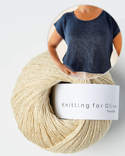 T-shirt court et simple en Pure Silk de Knitting for Olive