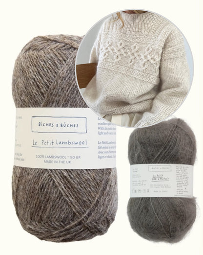 Edith Sweater | motif torsadé décontracté et intemporel en Le Petit Lambswool et Le Petit Silk & Mohair de Biches & Bûches