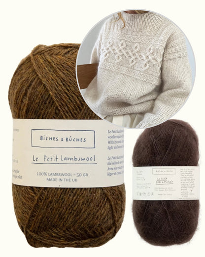 Edith Sweater | motif torsadé décontracté et intemporel en Le Petit Lambswool et Le Petit Silk & Mohair de Biches & Bûches