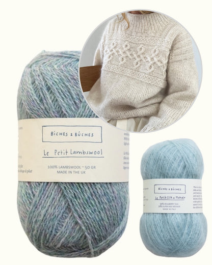 Edith Sweater | motif torsadé décontracté et intemporel en Le Petit Lambswool et Le Petit Silk & Mohair de Biches & Bûches