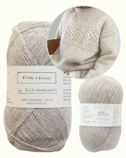 Edith Sweater | motif torsadé décontracté et intemporel en Le Petit Lambswool et Le Petit Silk & Mohair de Biches & Bûches