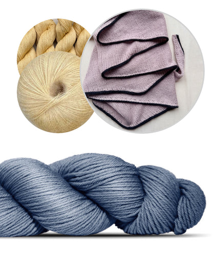 Det enkleste sjal med en lille linje | af Cheeky Merino Joy fra Rosy Green Wool med Pinta og Mohair Bliss fra Pascuali