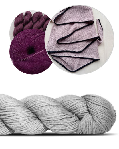 Det enkleste sjal med en lille linje | af Cheeky Merino Joy fra Rosy Green Wool med Pinta og Mohair Bliss fra Pascuali