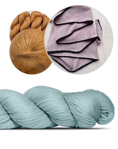Det enkleste sjal med en lille linje | af Cheeky Merino Joy fra Rosy Green Wool med Pinta og Mohair Bliss fra Pascuali