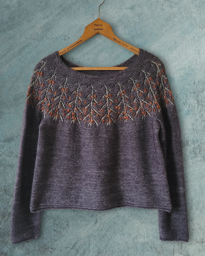 Sea Buckthorn Sweater | du cynorhodon romantique avec des mailles glissées de Pinta et Mohair Bliss de Pascuali