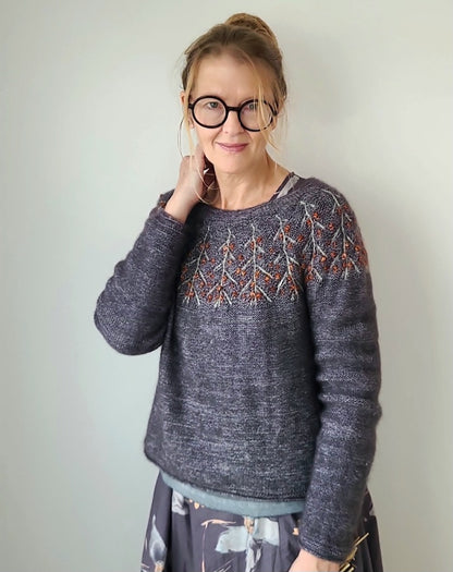 Sea Buckthorn Sweater | du cynorhodon romantique avec des mailles glissées de Pinta et Mohair Bliss de Pascuali
