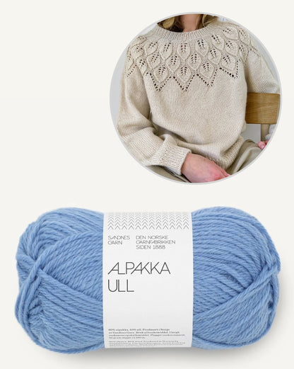 Ella Sweater | feines Blattmuster aus Alpakka Ull von Sandnes Garn