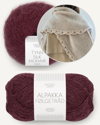 Ellie-sjal | stort trekantet sjal i Alpakka Folgetrad og Tynn Silk Mohair fra Sandnes Garn