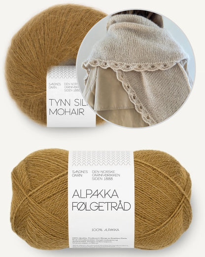 Ellie-sjal | stort trekantet sjal i Alpakka Folgetrad og Tynn Silk Mohair fra Sandnes Garn