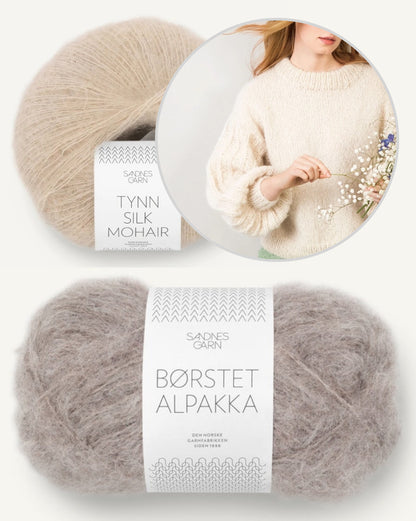 Elsa Pullover | einfacher Traumpullover aus Borstet Alpakka und Tynn Silk Mohair von Sandnes Garn