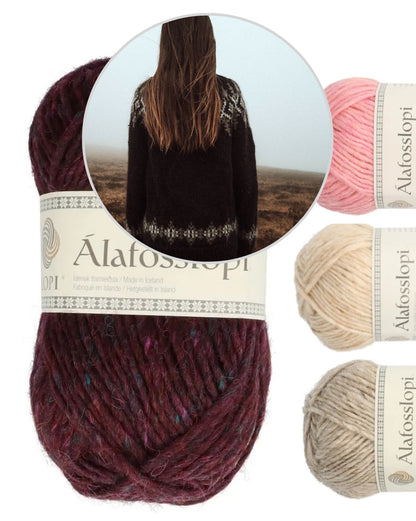 Fjelltur Sweater | kontrastfyldt norsk mønster af Alafosslopi fra Lopi Island