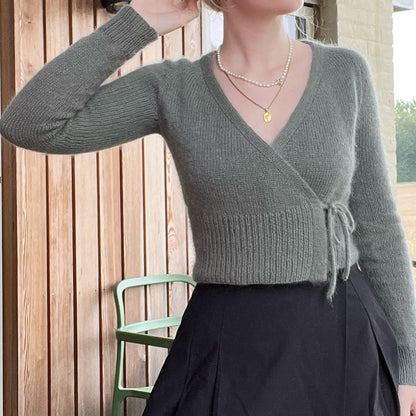 Robinson Wrap | delicate wrap jacket with beautiful neckline from Merino and Soft Silk Mohair by Knitting for Olive