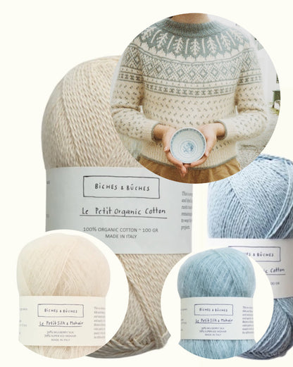 Grain Jumper | porcelain pattern made from Le Petit Organic Cotton and Le Petit Silk Mohair by Biches & Bûches