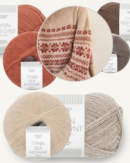 Harriet Sweater | fantastique motif floral tricoté en Tynn Peer Gynt et Tynn Silk Mohair