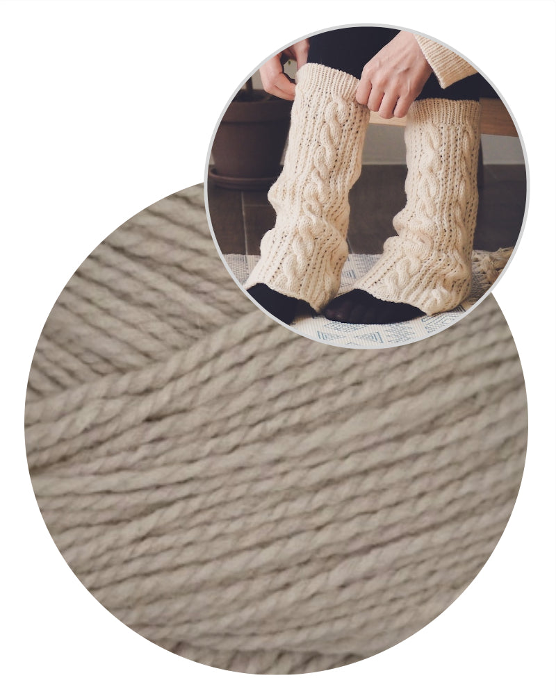 Heidi Leg Warmers | warm cable knit leg warmers made from Woolia by Gepard Garn
