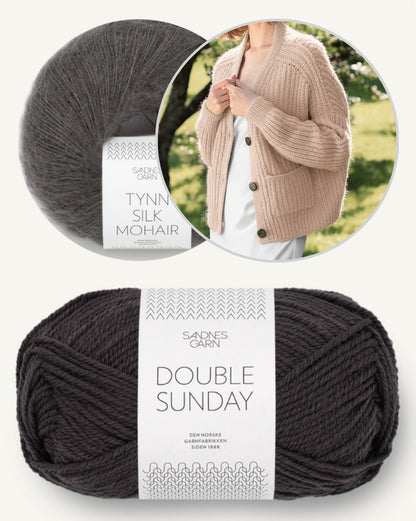 Hennie Jacket | Cardigan décontracté en demi-côtes, tricoté en Double Sunday et Tynn Silk Mohair de Sandnes Garn