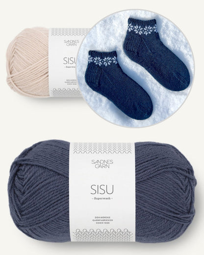 January Socks | Motif flocons de neige en Sisu de Sandnes Garn avec tutoriel gratuit