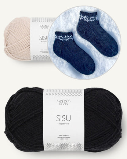 January Socks | Motif flocons de neige en Sisu de Sandnes Garn avec tutoriel gratuit