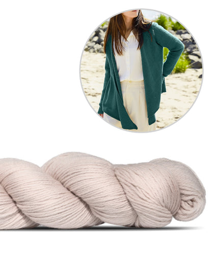 Kanshoku Cardigan | afslappet båret åben i Cheeky Merino Joy fra Rosy Green Wool