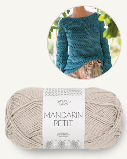 Pull en roseau | Bandes de motifs texturés en Mandarin Petit de Sandnes Garn