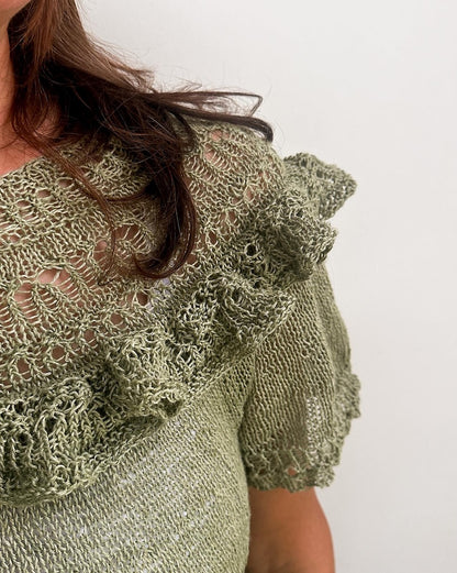 Linette Tee | T-shirt délicat à volants en Crealino de Lang Yarns