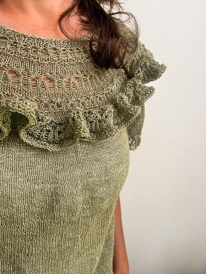 Linette Tee | T-shirt délicat à volants en Crealino de Lang Yarns