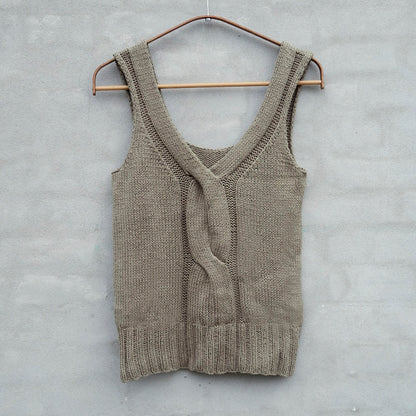 Top tressé en V | Tresse délicate en pure soie de Knitting for Olive