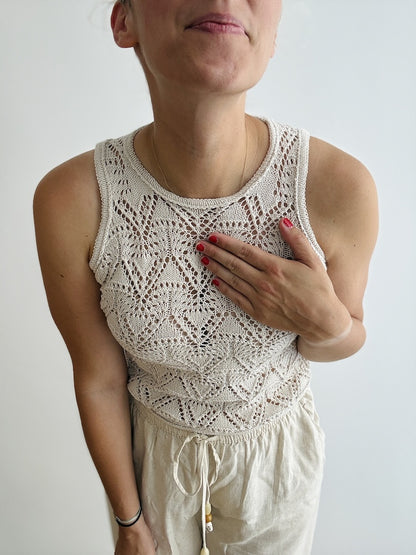 Rodolphe Top Silk Edition | motif dentelle époustouflant en Pure Silk de Knitting for Olive