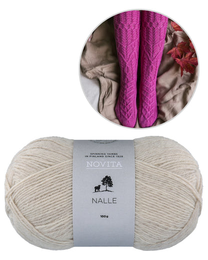 Kukkapolku Socks | Motif torsadé avec tutoriel gratuit en fil Nalle de Novita
