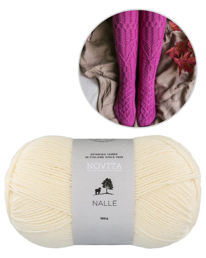 Kukkapolku Socks | Motif torsadé avec tutoriel gratuit en fil Nalle de Novita