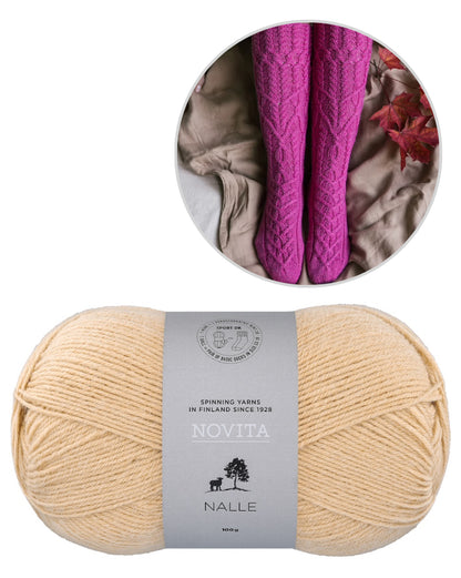 Kukkapolku Socks | Motif torsadé avec tutoriel gratuit en fil Nalle de Novita
