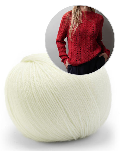 Lace Flow Sweater | délicat motif torsadé en laine mérinos baby de Pascuali