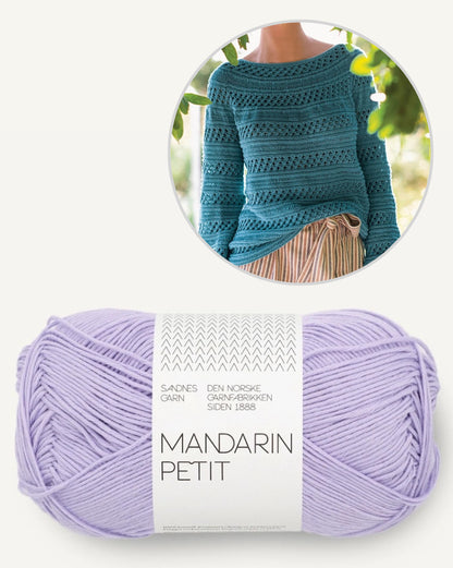 Pull en roseau | Bandes de motifs texturés en Mandarin Petit de Sandnes Garn