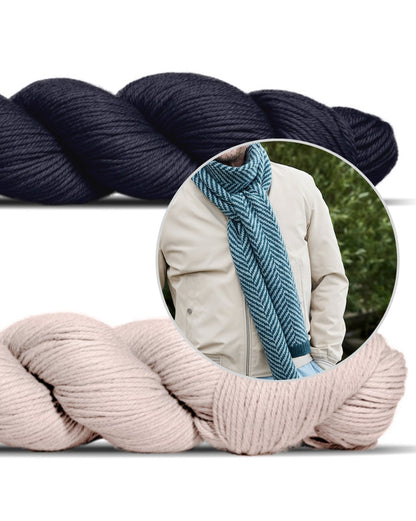 Linewalk Scarf | fiskbensmönster av Lovely Merino Treat från Rosy Green Wool