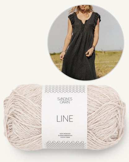 Lola Dress | maxi dress with ruffled sleeves made from Line by Sandnes Garn