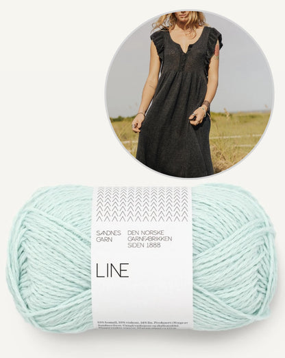 Lola Dress | maxi dress with ruffled sleeves made from Line by Sandnes Garn