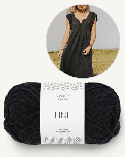 Lola Dress | maxi dress with ruffled sleeves made from Line by Sandnes Garn