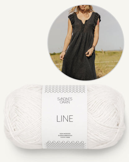 Lola Dress | maxi dress with ruffled sleeves made from Line by Sandnes Garn