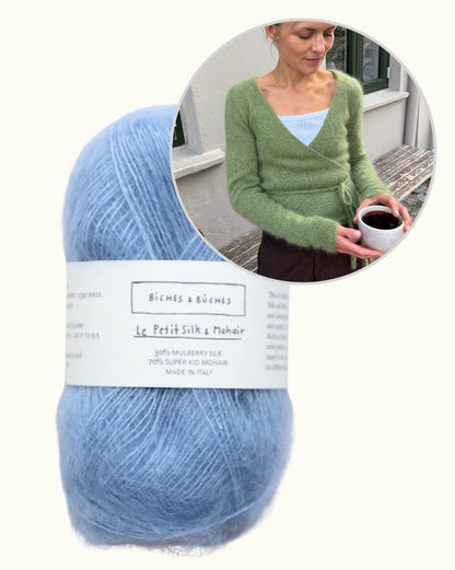 Lucy Wrap | drömsk omlottjacka i Le Petit Silk & Mohair från Biches & Bûches