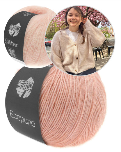 Maja Cardigan Col V | classique et douillet en Ecopuno et Silkhair de Lana Grossa