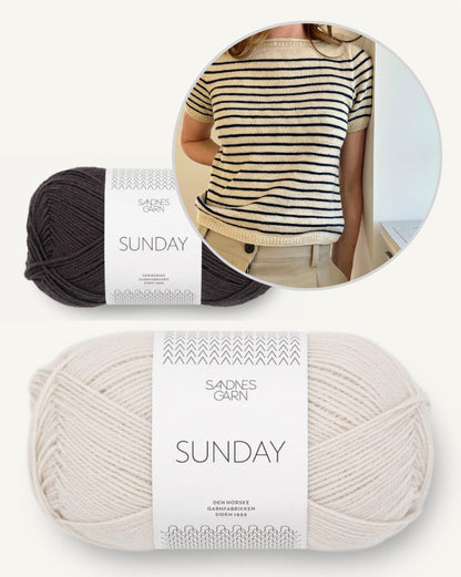 Manon Tee | rayures marines et rêveuses en Sunday de Sandnes Garn