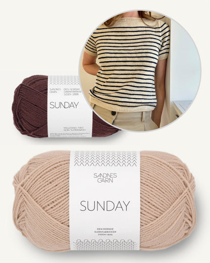 Manon Tee | rayures marines et rêveuses en Sunday de Sandnes Garn