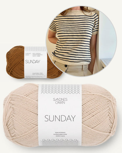 Manon Tee | rayures marines et rêveuses en Sunday de Sandnes Garn