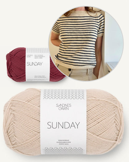 Manon Tee | rayures marines et rêveuses en Sunday de Sandnes Garn