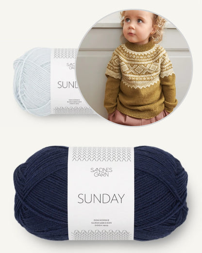 Marius Sweater Baby - two-colored | delicate pattern from Sunday by Sandnes Garn