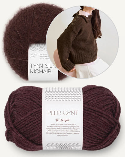 Mina Sweater - Peer Gynt | lässig mit großem Kragen aus Peer Gynt und Tynn Silk Mohair von Sandnes Garn
