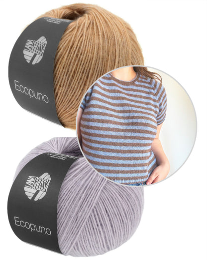T-shirt Mollie | Superbes rayures en Ecopuno de Lana Grossa