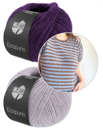 T-shirt Mollie | Superbes rayures en Ecopuno de Lana Grossa